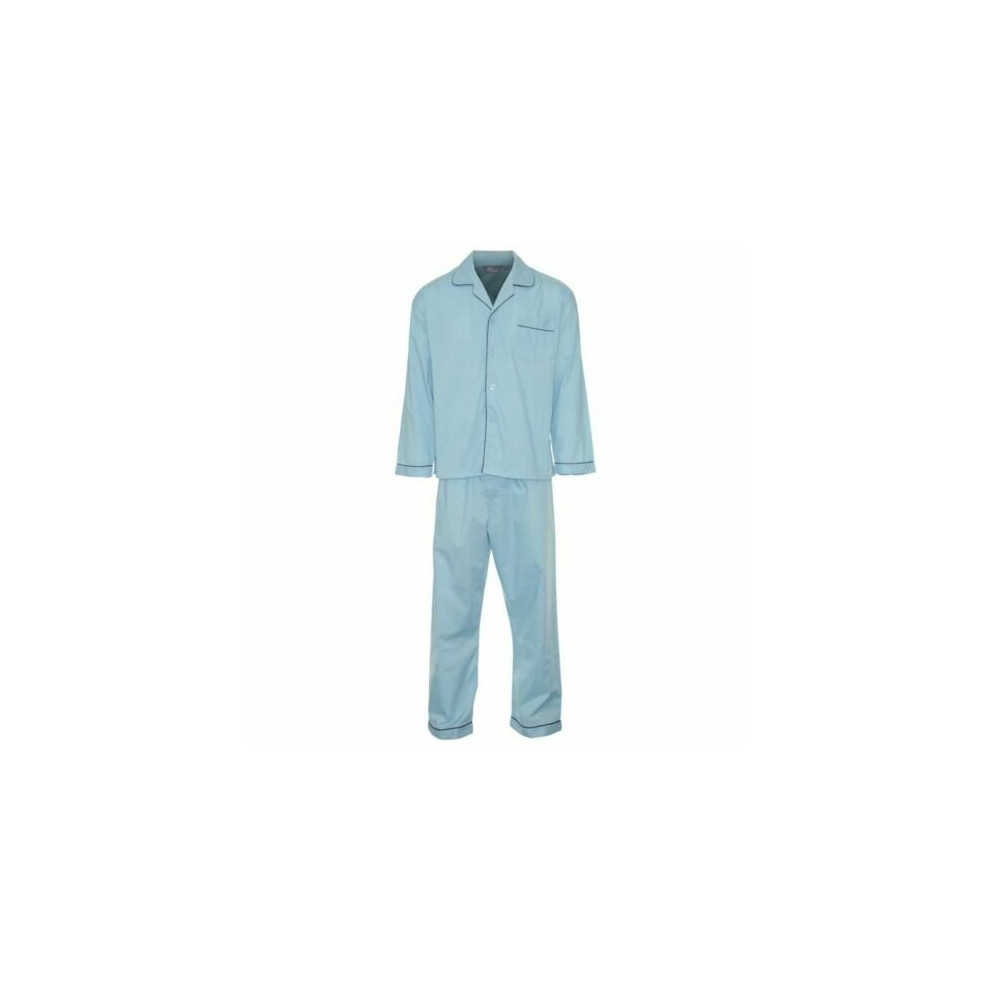 (Blue, 4XL) New Mens Champion Plain Poly Cotton Pyjamas Traditional Night Dress Navy Blue UK