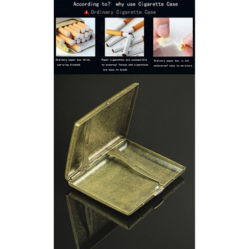 CaLeQi Cigarette Case Holds 20,Flower Golden (Grass) 2