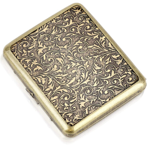 CaLeQi Cigarette Case Holds 20,Flower Golden (Grass)