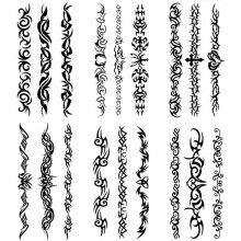 Yesallwas 6 Blätter Mix Tribal Fake Tattoos Temporäre Tattoos Blau Schwarz Tribal Muster 9cmX19cm