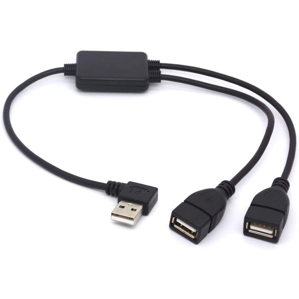 OpenII USB Splitter Cable Upgrade Chip Angled USB 2.0 A Male to Dual Female Data Syncing Charging Aadapter Cord (Support ALL Devices) (Right)