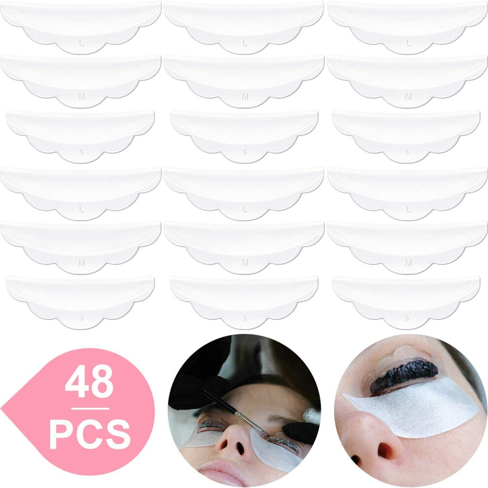 48 Piece Silicone Eyelash Perming Curler (S, M, L), Eyelash Perm Silicone Pad, Lash Lift Rods Makeup Beauty Tool (White)