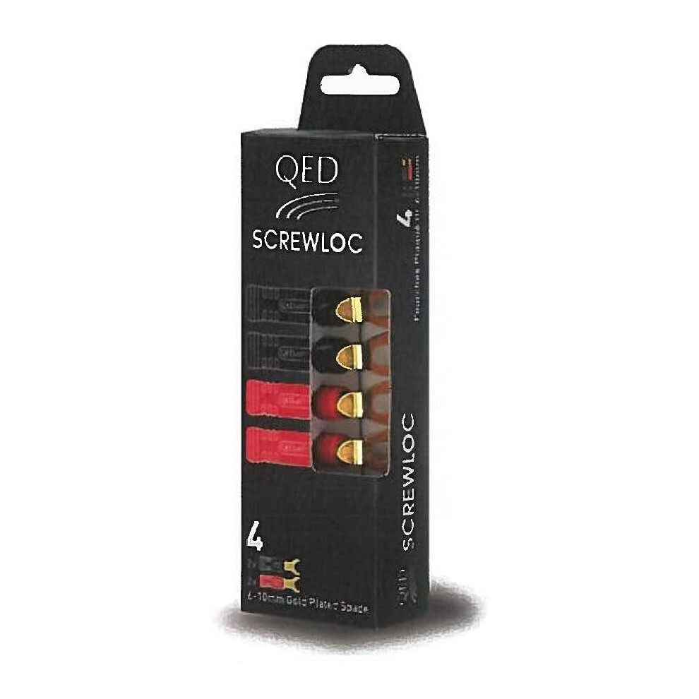 QED screwloc Shovel 6 mm - 10 mm Gold Plated 2 Red/2 Black