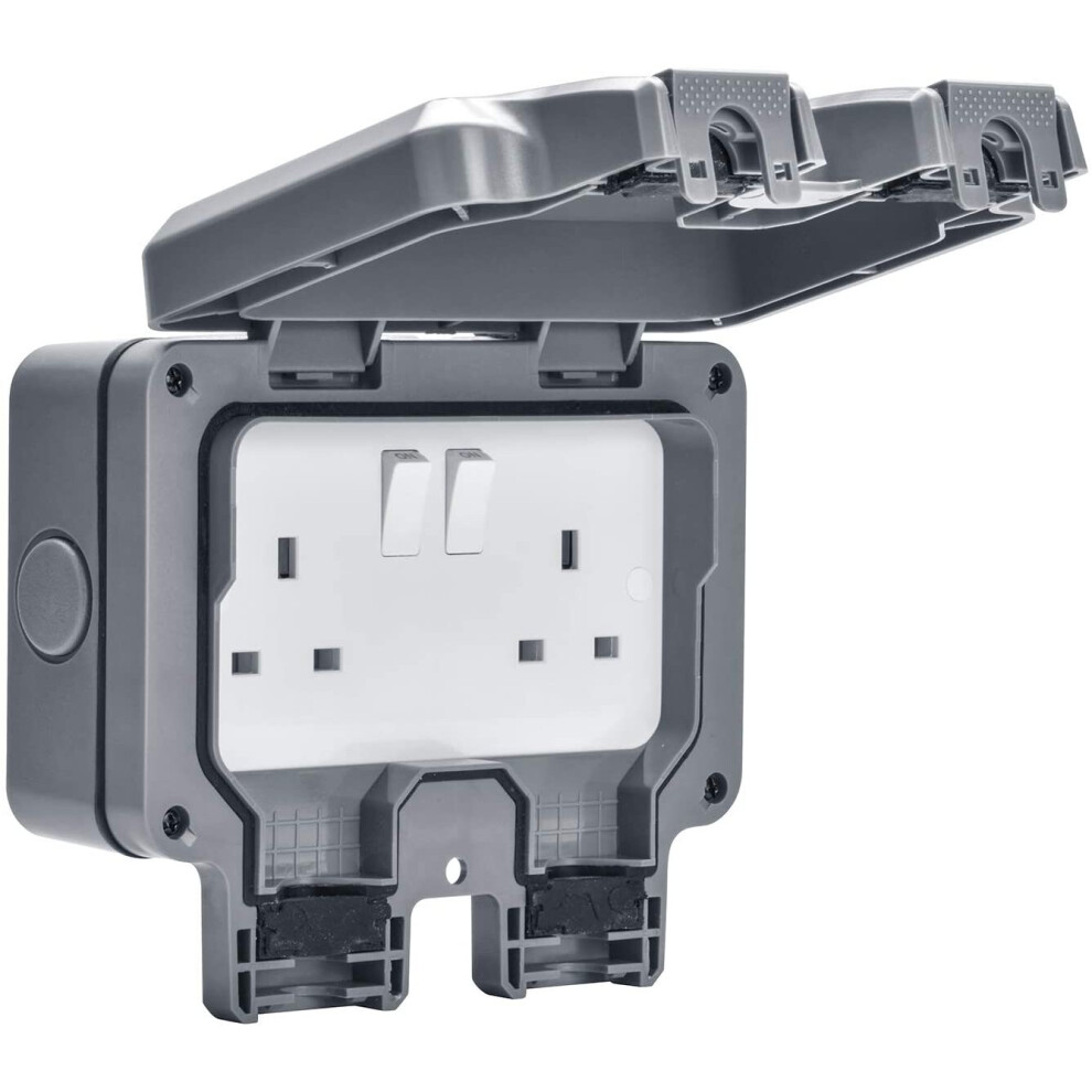 Aodoka Outdoor Sockets Weatherproof Double Socket, Wall Electrical Outlets, Ip66 Switched Socket Covers,13A Outdoor Wall Waterproof Plug Socket Box 714169907666