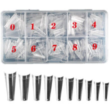 500 Pcs Natural False Nails, Long Coffin Nails Clear Coffin Acrylic Nail Tips Half Cover Rectangle Fake Acrylic Nails for DIY Nail Art