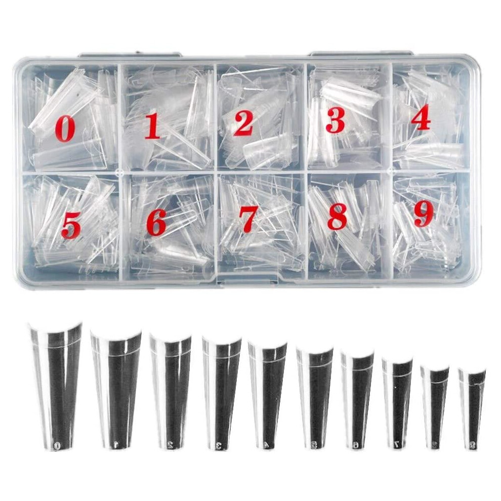 500 Pcs Natural False Nails, Long Coffin Nails Clear Coffin Acrylic Nail Tips Half Cover Rectangle Fake Acrylic Nails for DIY Nail Art
