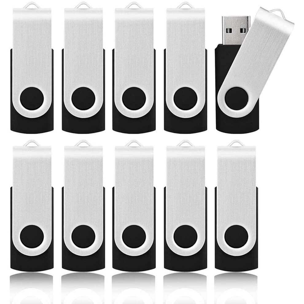Kootion 10Pcs 2Gb Usb Flash Drives Usb 2.0 Flash Drives Memory Stick Fold Storage Thumb Drive Pen Swivel Design Black 763230625237