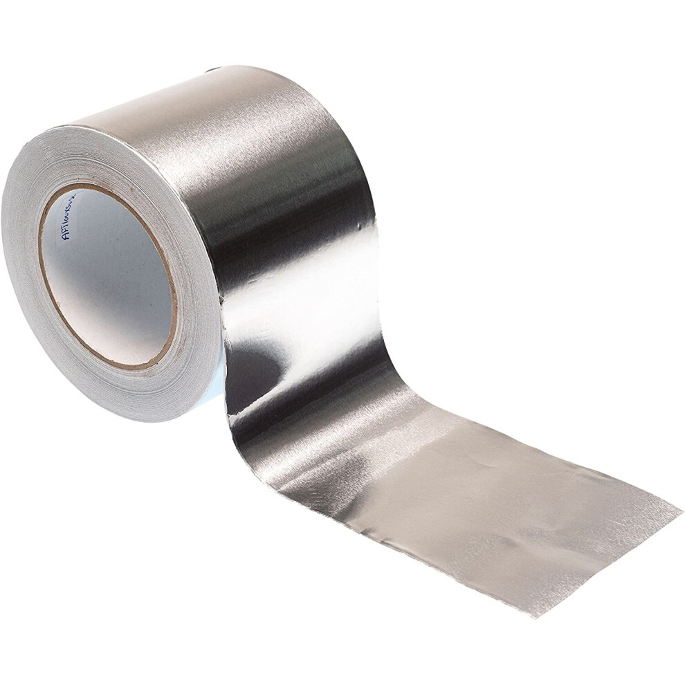 Gocableties Aluminium Foil Adhesive Insulation Tape 50Metres X 100Mm (4") Silver Premium Metal Roll 5060479011384