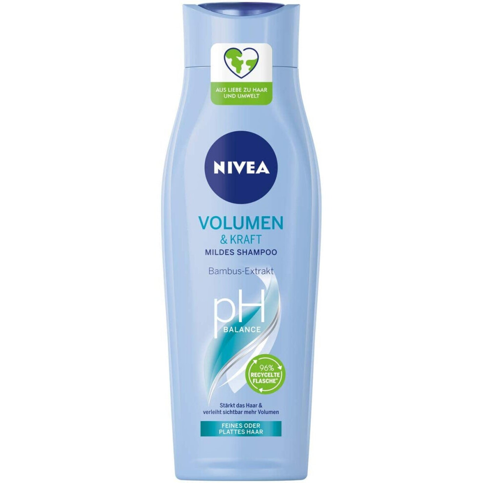 Nivea Volume & Strength Mild Shampoo, 250Â ml - Nourishing & Volumising Shampoo with Bamboo Extract - Hair Shampoo for Visibly More Volume