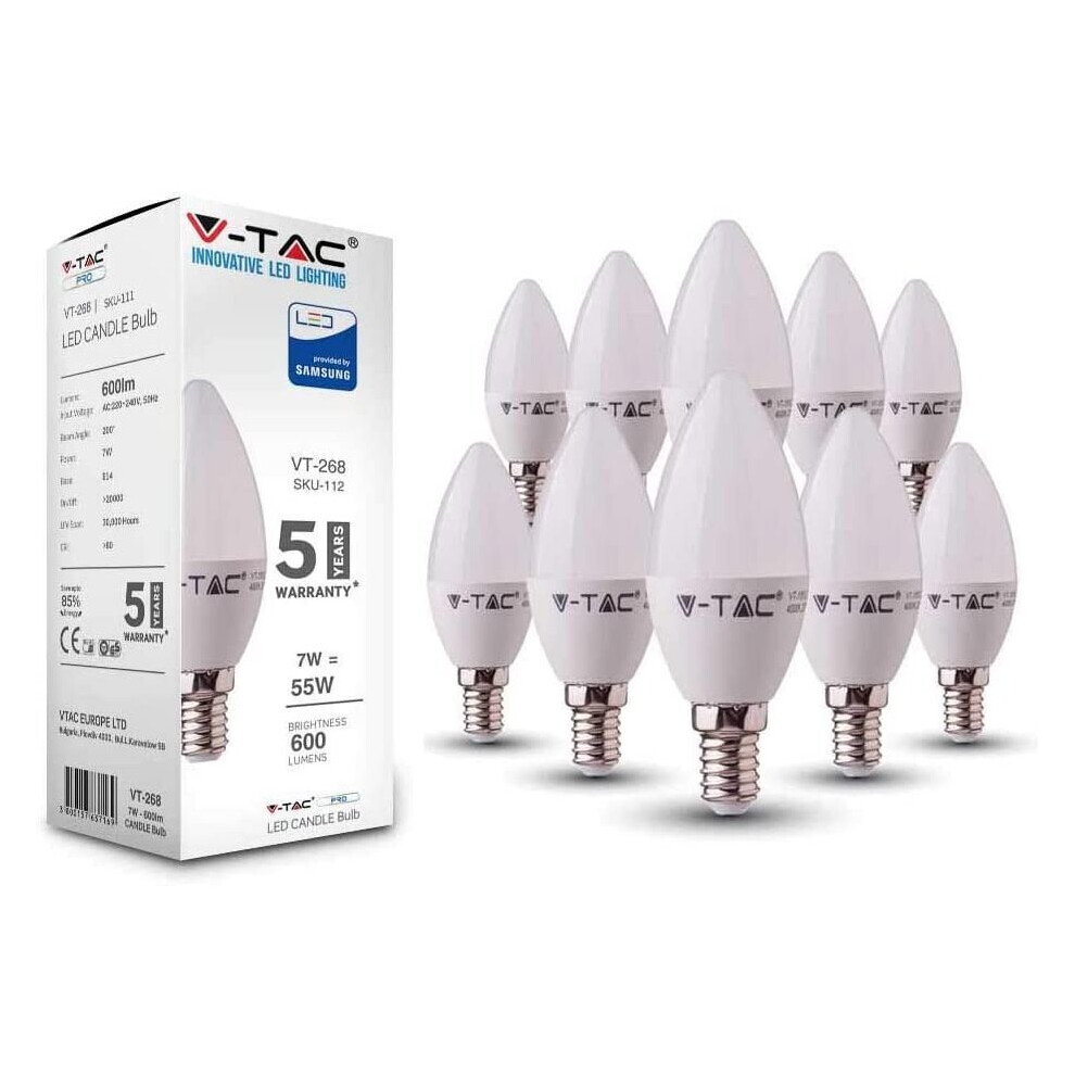 E14 Led Light Bulb | Small Edison Screw Candle Bulbs with Samsung Led | 7W(45W) |10 Pack-image-OPC-P8W2D6T-NEW