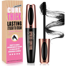 4D Silk Fiber Lash Black Mascara, Longer & Thicker Lashes, Waterproof, Clump-Free, Long-Lasting, Smudge-proof, Hypoallergenic, All Day Luxurious