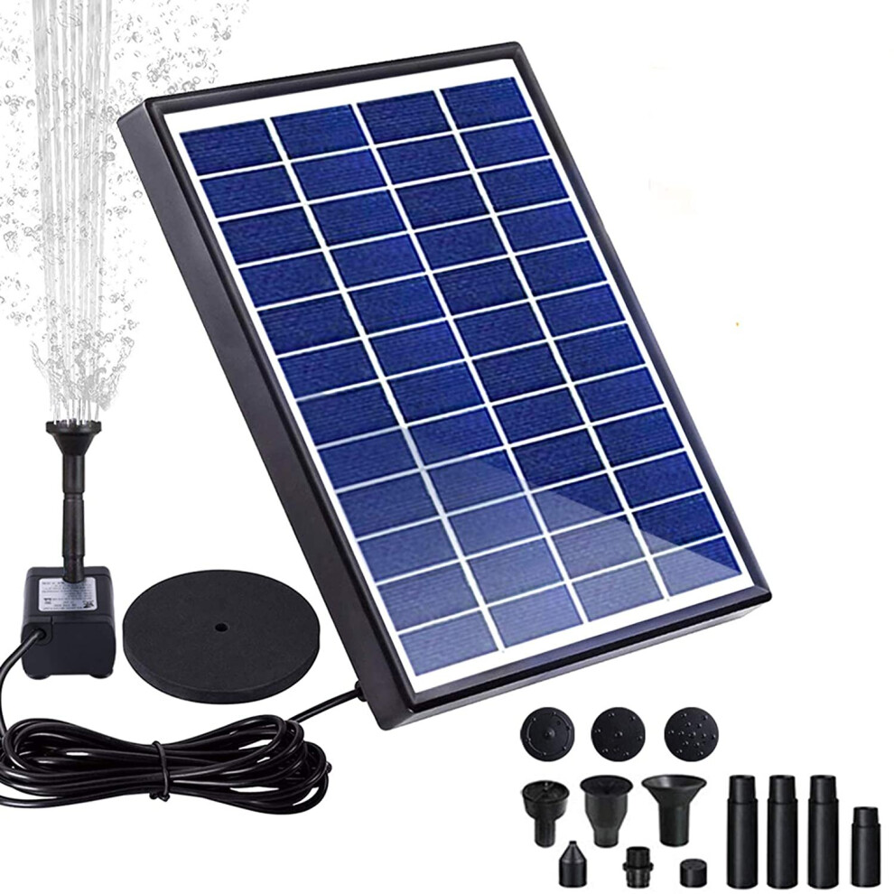 Upgrade 5.5W Solar Fountain Pump, FeelGlad Solar Water Pump with 6 Nozzles, Garden Fountain Solar Pond Pumps for Fish Ponds BirdBath, Garden