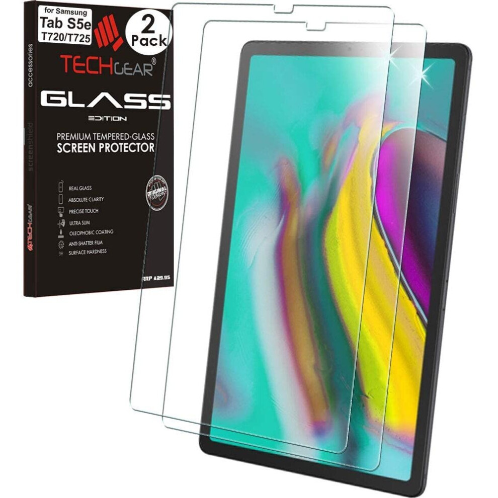 TECHGEAR [2 Pack] GLASS Edition Screen Protector Compatible with Samsung Galaxy Tab S5e 10.5" (SM-T720 / SM-T725), Tempered Glass Screen Protector