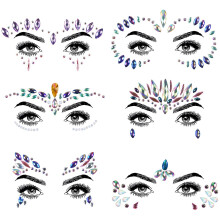 URAQT Face Gems Glitter, 6 Pcs Face Jewel Festival Face Stickers Set, Crystals Stick on Gems for Eyes Body, Self-adhesive Rhinestone Temporary Tattoos