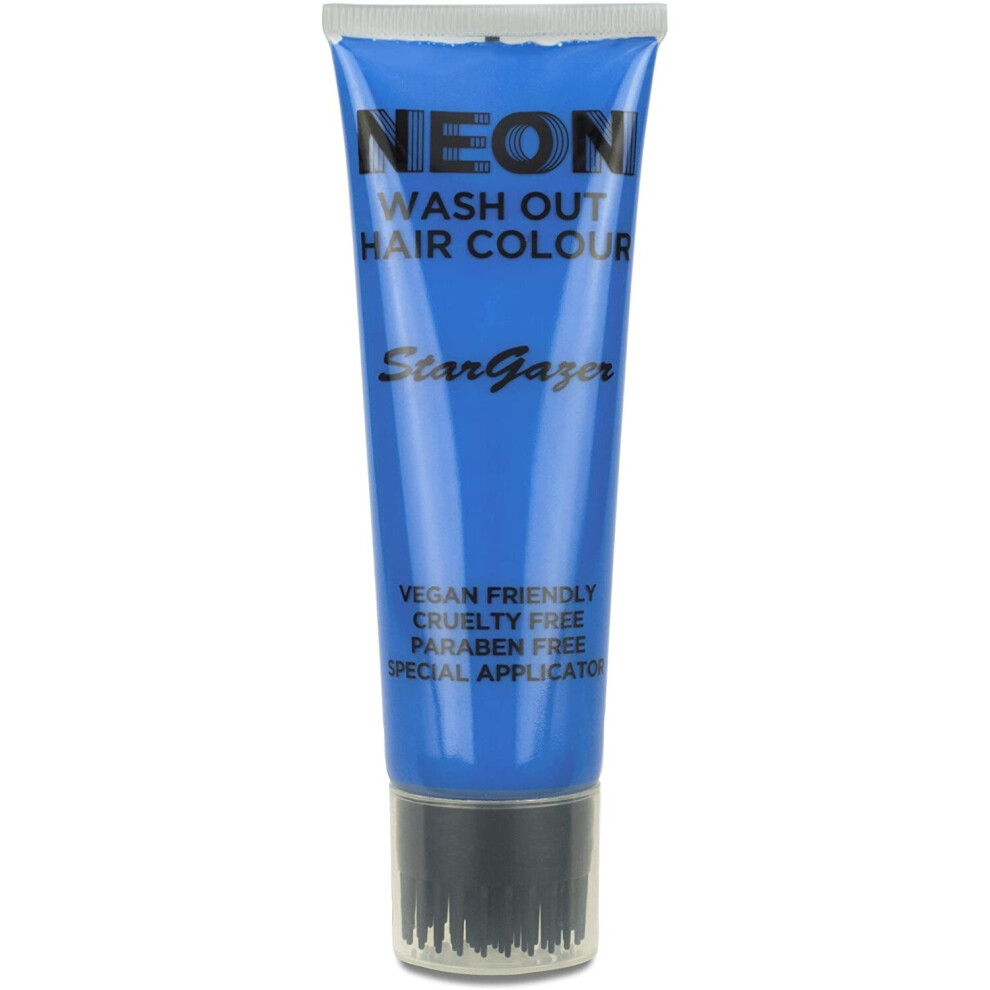 Stargazer Neon UV-Reactive Wash Out Hair Colour, Super Vibrant Colour, Blue