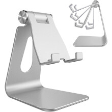 (Silver) Adjustable Cell Phone Stand, Phone Stand, Cradle, Dock, Holder, Aluminum Desktop Stand Compatible