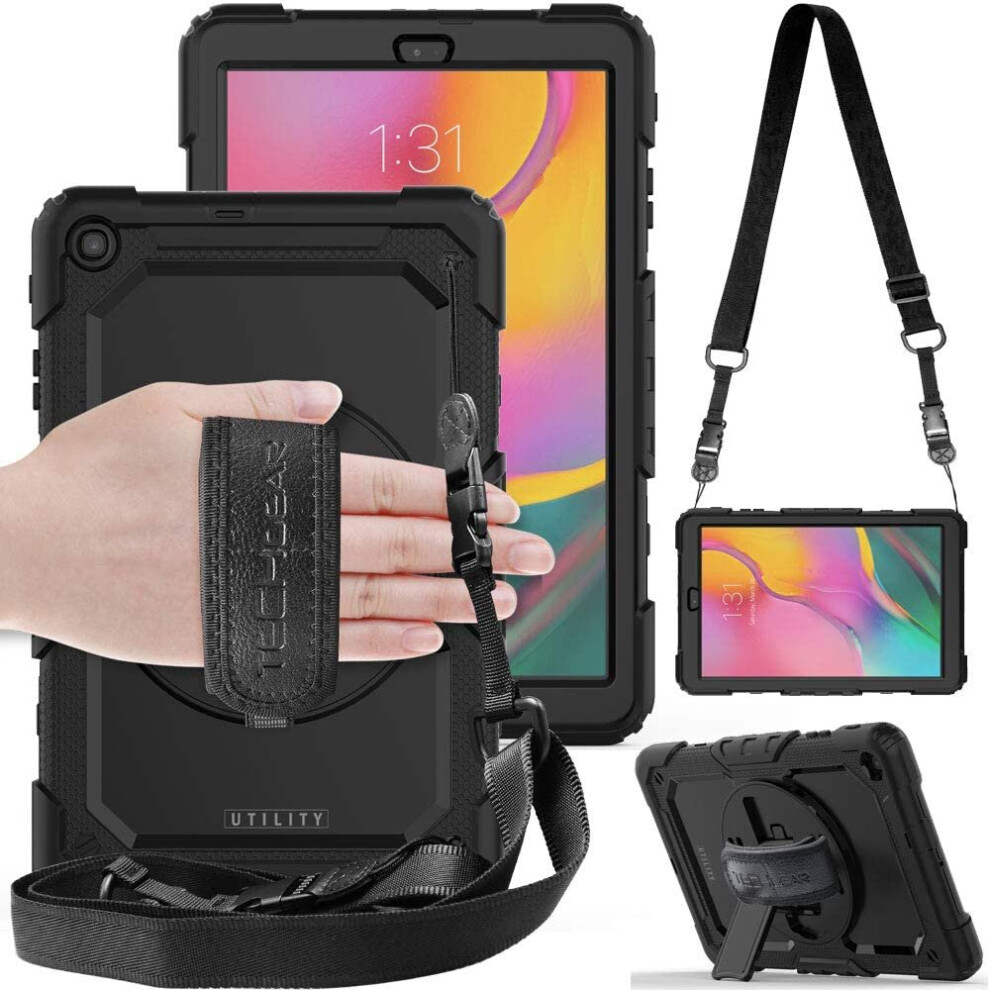 TECHGEAR UTILITY Case fits New Samsung Galaxy Tab A 10.1" 2019 (SM-T510 / SM-T515) Tough Rugged HEAVY DUTY Armour Shockproof Case with 360 Rotating