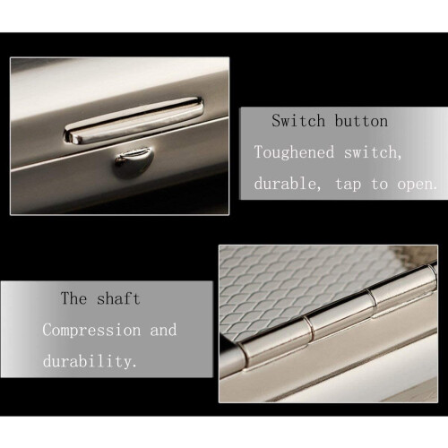 CaLeQi Cigarette Case Holds 16,Glossy Silver (16 Cigarettes) 2