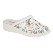 (3 UK) Dek Floral Coated Womens Leather Slippers White