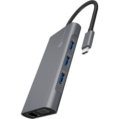 Dock ICY BOX USB-C con hub HDMI, USB 3.0, Power Delivery, LAN, Lettore di schede, Audio, VGA per MacBook e Computer