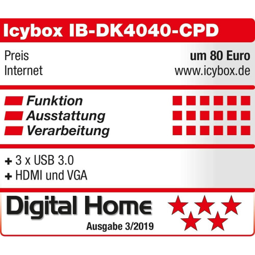 Dock ICY BOX USB-C con hub HDMI, USB 3.0, Power Delivery, LAN, Lettore di schede, Audio, VGA per MacBook e Computer 2