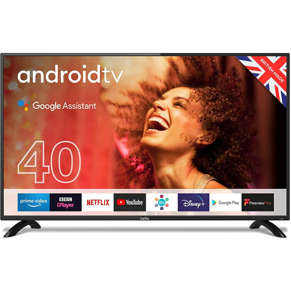 Cello C4020G 40â Smart Android TV with Freeview Play, Google Assistant, Google Chromecast, 3 x HDMI and 2 x USB Made in the UK