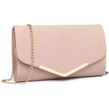 Miss Lulu Women Clutches Soft Suede Velvet Pu Evening Party Wedding Chain Bag Envelope Purse Cluth Bags (1756 Pink)