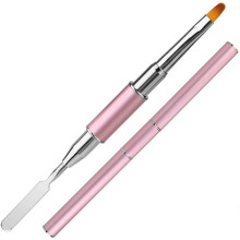 Dual-Ended Gel Brush & Picker Brush tool, Mwoot Stainless Steel 2 in 1 Designs Gel Nail Brushes Gel Nail Tool for Gel Acrylic Nails Extension(Pink)