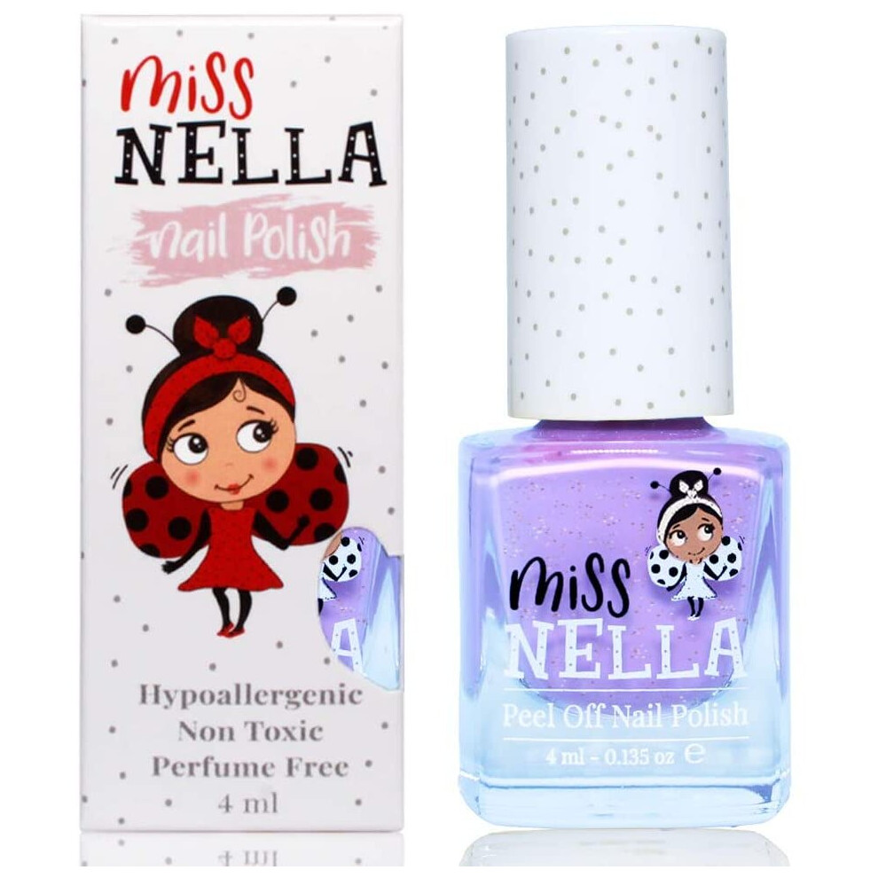 Purple Miss Nella Butterfly Wings- Special Glitter Lilac Nail Polish For Kids, With Peel-Off, Water Based & Odour Free Formula
