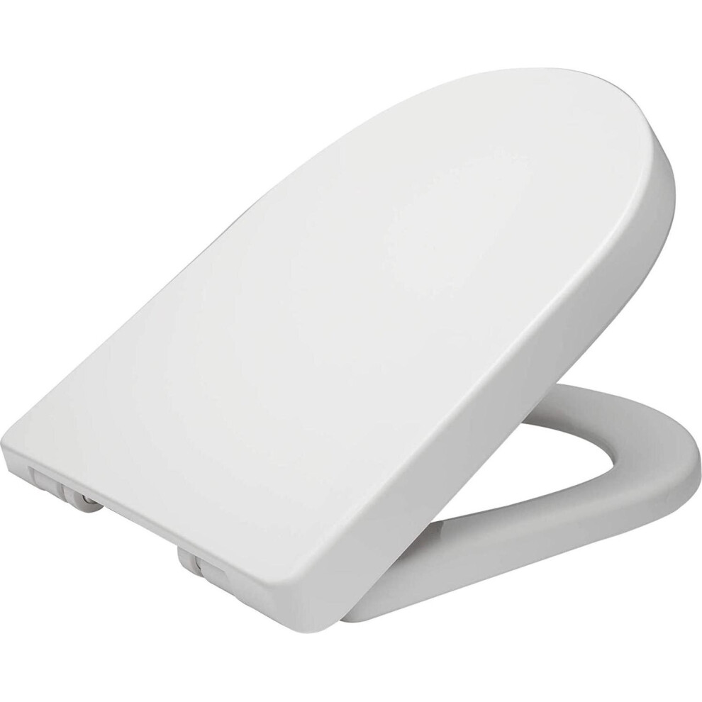 D Shape White Toilet Seat, Soft Close Adjustable Hinge Quick Release High Quality