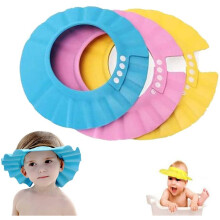 Baby Shower Cap, Shineus Adjustable Waterproof Bath Cap Visor Hat Shower Bathing Protection Soft Cap for Children Baby Kids Set of 3(Pink, Blue,