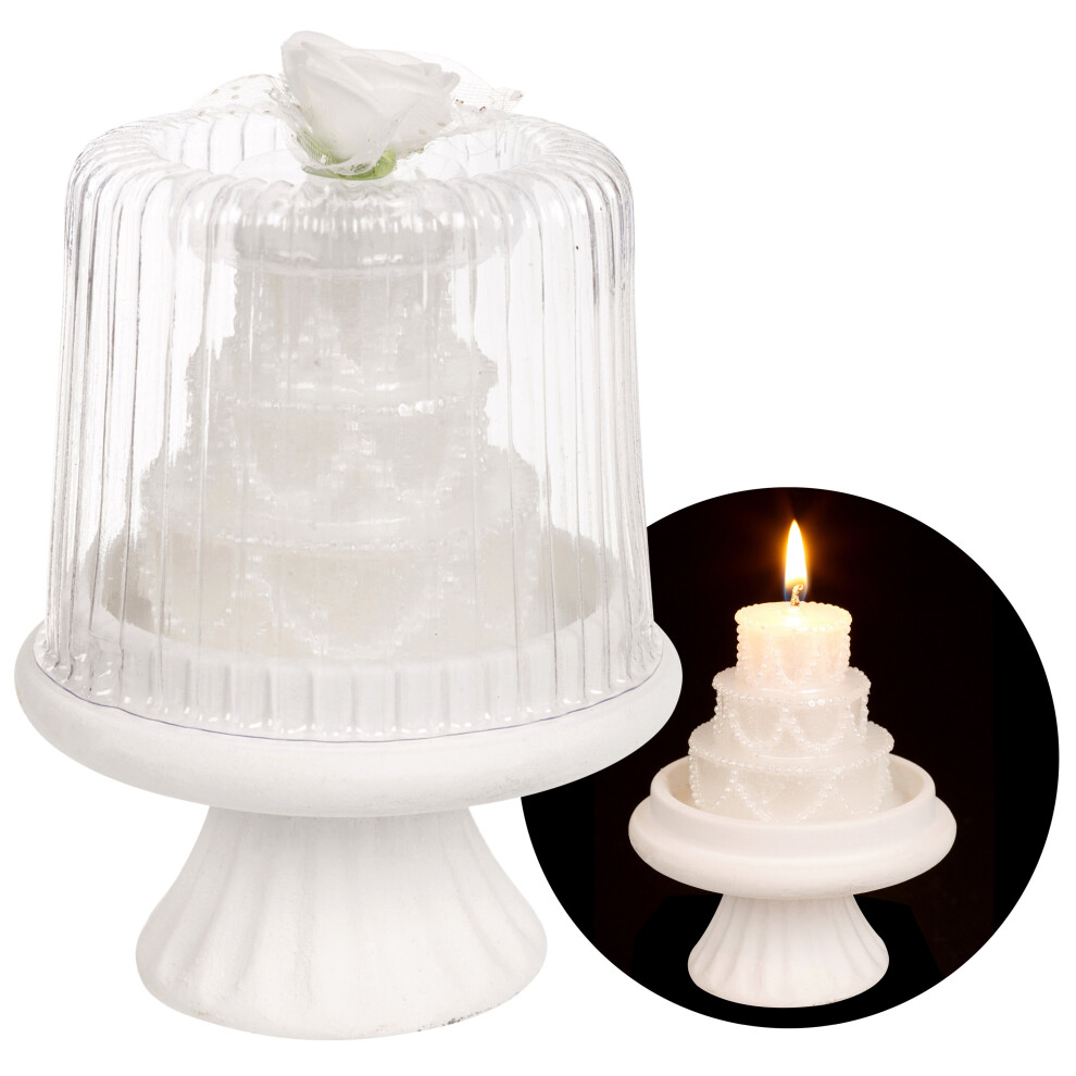Urbn Living (1) Tiered Wedding Cake Candle On Stand Centre Piece