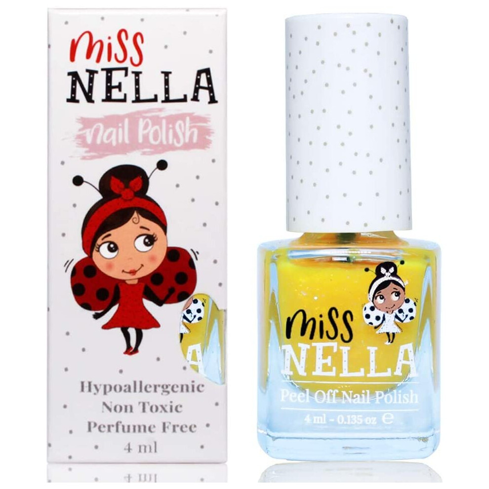 Yellow Miss Nella Honey Twinkles- Special Glitter Nail Polish For Kids, With Peel-Off, Water Based, Non- Toxic & Odour Free Formula, Safe Nail Varnish