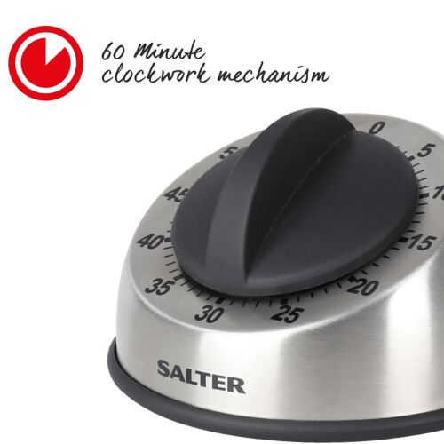 Salter Salter 60 Min Mechanical Kitchen Timer, Stainless Steel, Easy to Read 2