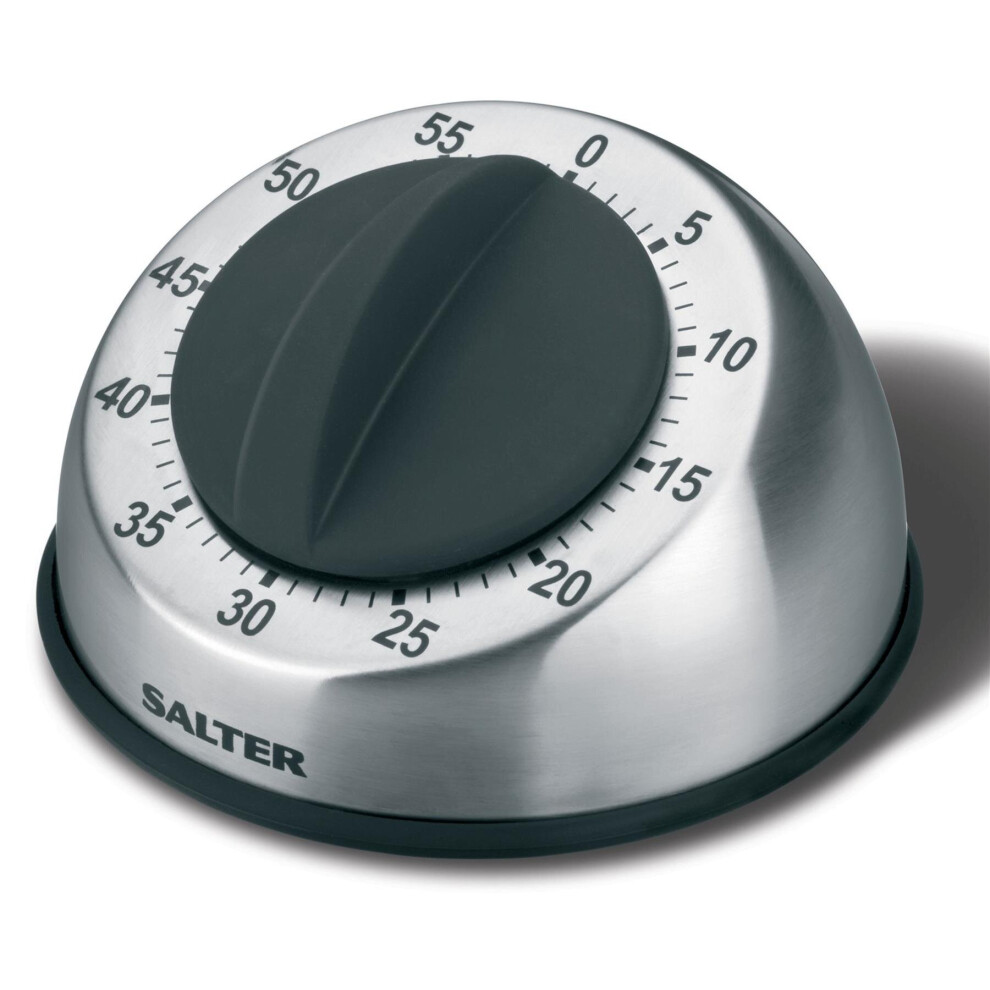 Salter 60 Min Mechanical Kitchen Timer, Stainless Steel, Easy to Read