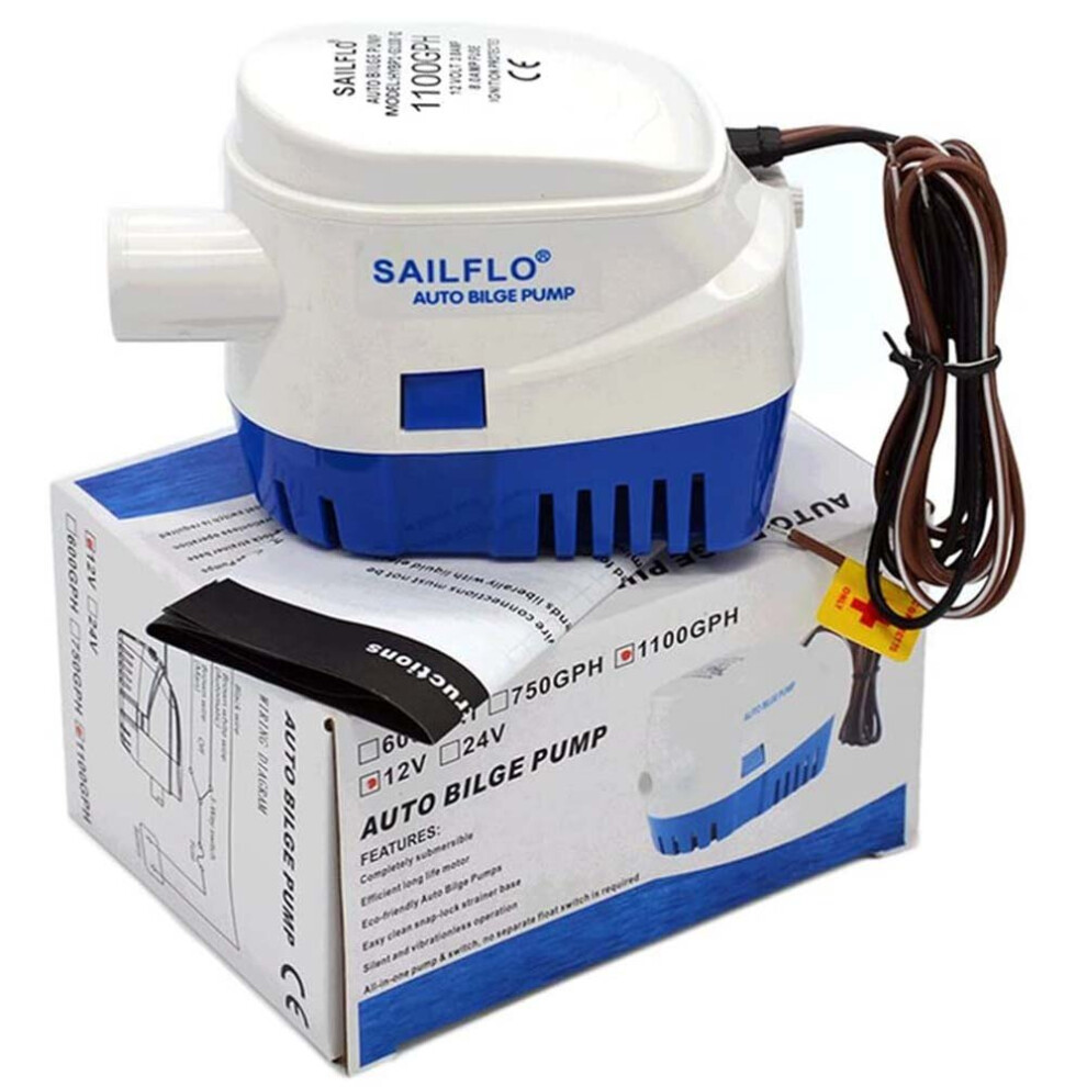 Auto Bilge Water Submersible Pump Float Switch Automatic Boat Marine 12V 1100GPH