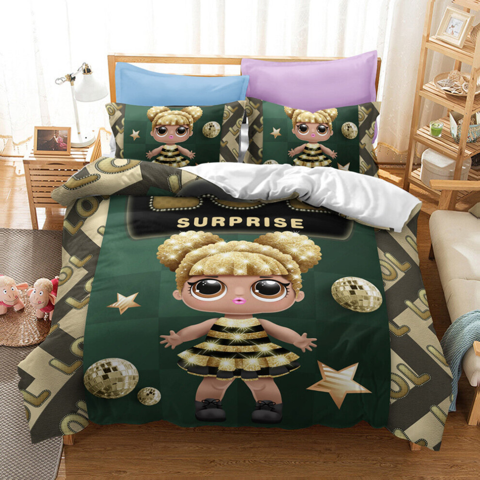 (2, Single 135x200cm) LOL Surprise Doll Series Bedding Kit Three-piece Quilt Cover