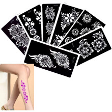 7 Sheets Flower Pendant Henna Tattoo Stencil Temporary Hollow DIY Drawing Body Makeup