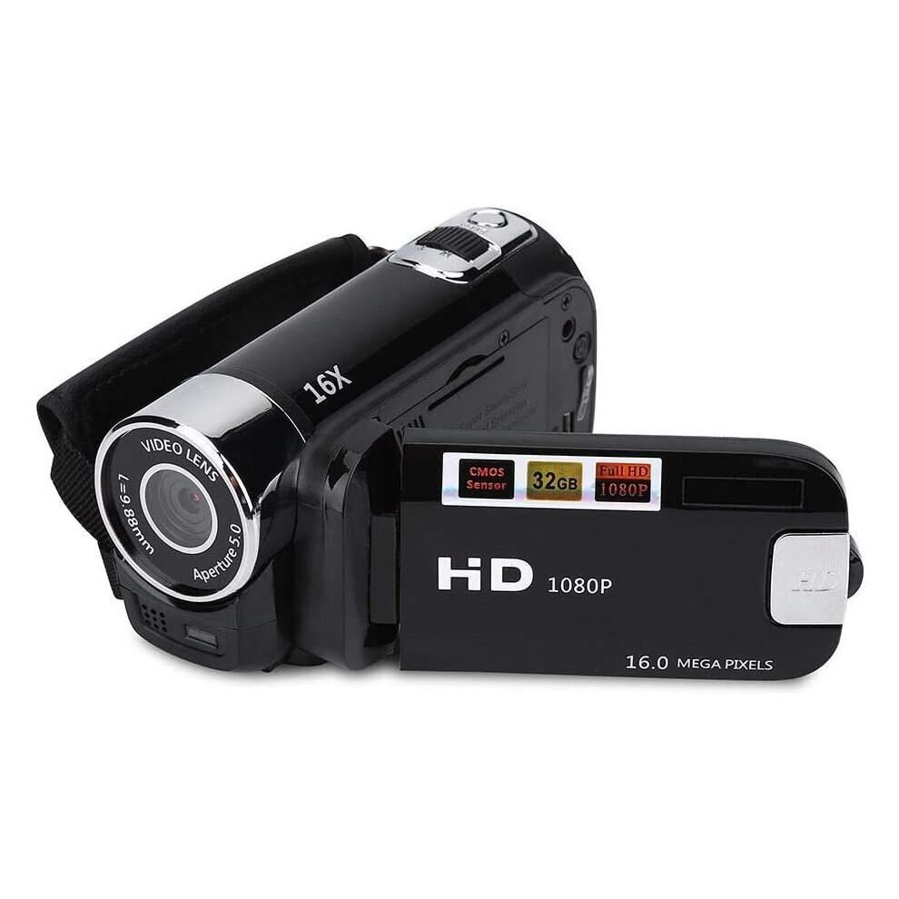 T Opiky Hd Digital Video Camera Camcorder, Portable Vlog Camera Recorder 1080P 16Mp 2.7 Inch 270 Degree Rotation Lcd Screen 16X Digital Zoom Dv Black
