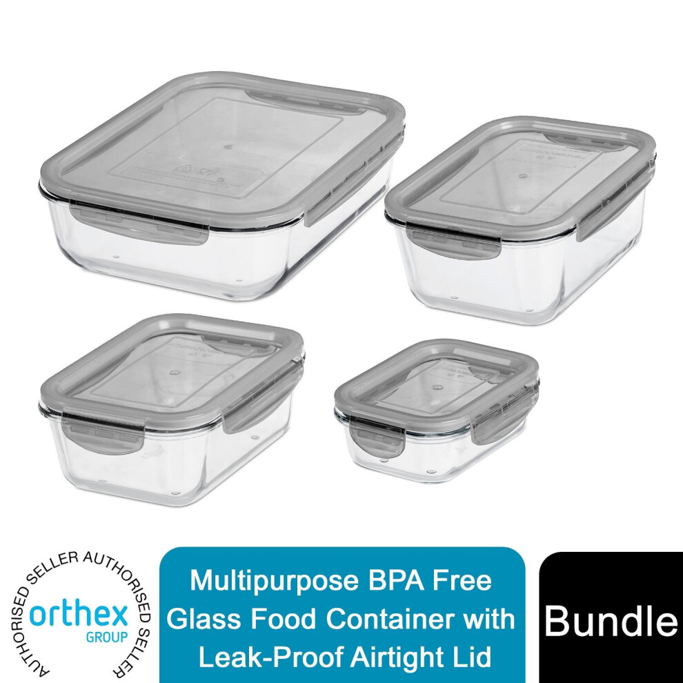 SmartStore Glass Lunch Box Food Storage Container with Lid, Multiple Sizes, Leak Resistant Meal Prep Container for Microwave Freezer Dishwasher Safe, Clear Glass - Image 4