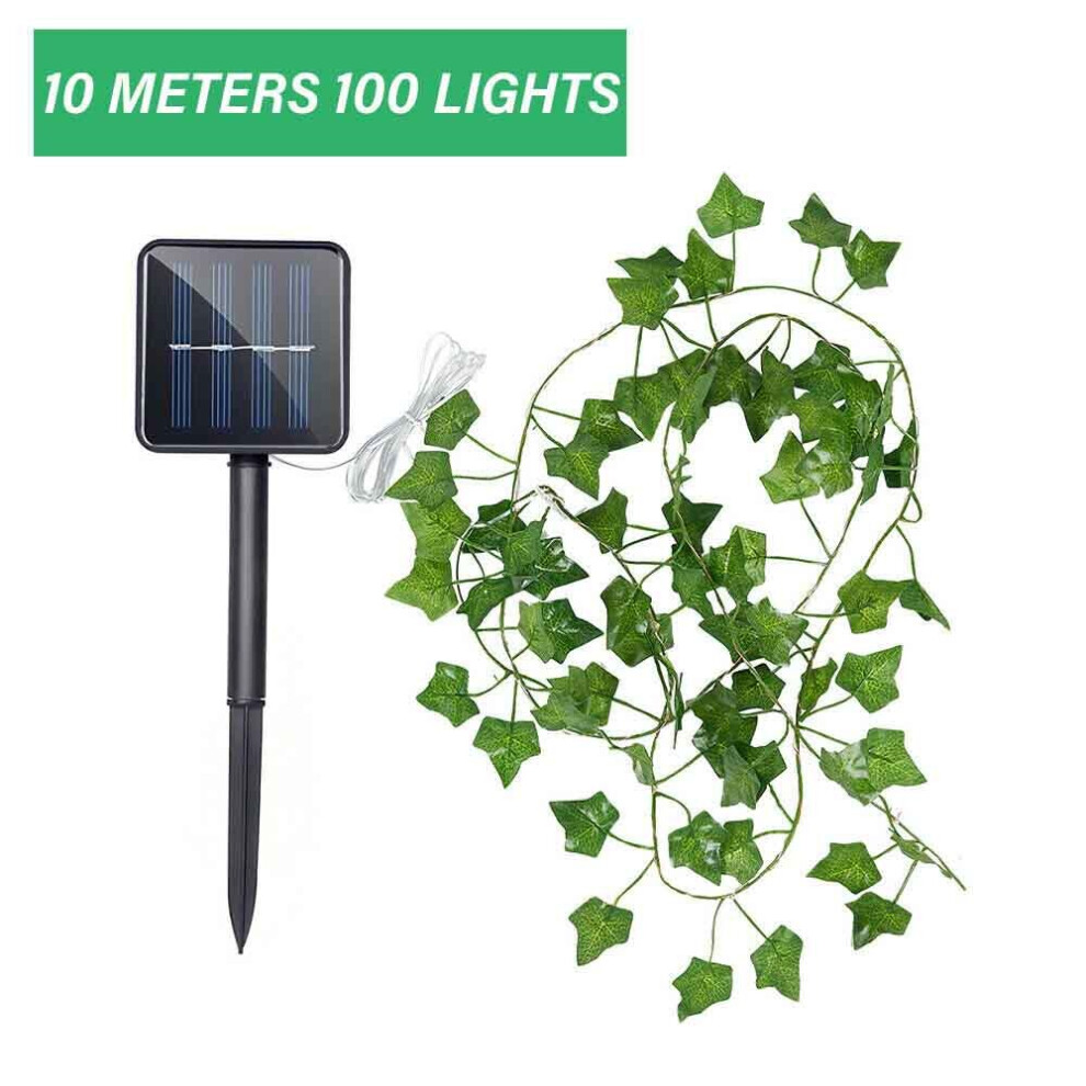 100 LED Solar Ivy Fairy Lights for Garden, Outdoor Wall & Fence Decor - Auto On, IP44 Rated