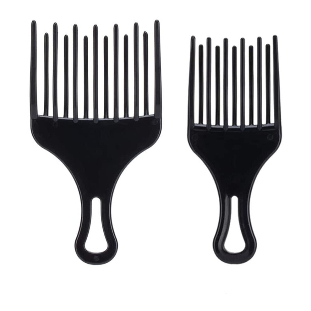 Unisex 2Pcs Afro Pick Comb Wide Tooth Hair Comb Detangling Comb Curly Hairbrush Hair Fork Pik Comb For Man And Woman