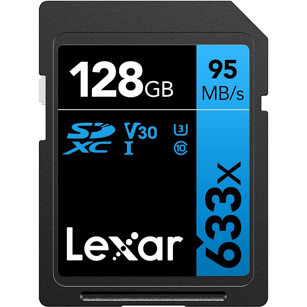 Lexar 128 GB Professional Class 10 UHS-I 633x Speed SDHC Flash Memory Card, Black