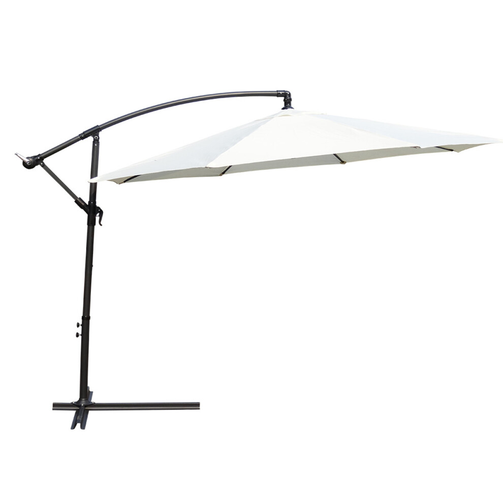 (Cream) KCT 3.5m Large Garden and Patio Cantilever Parasol