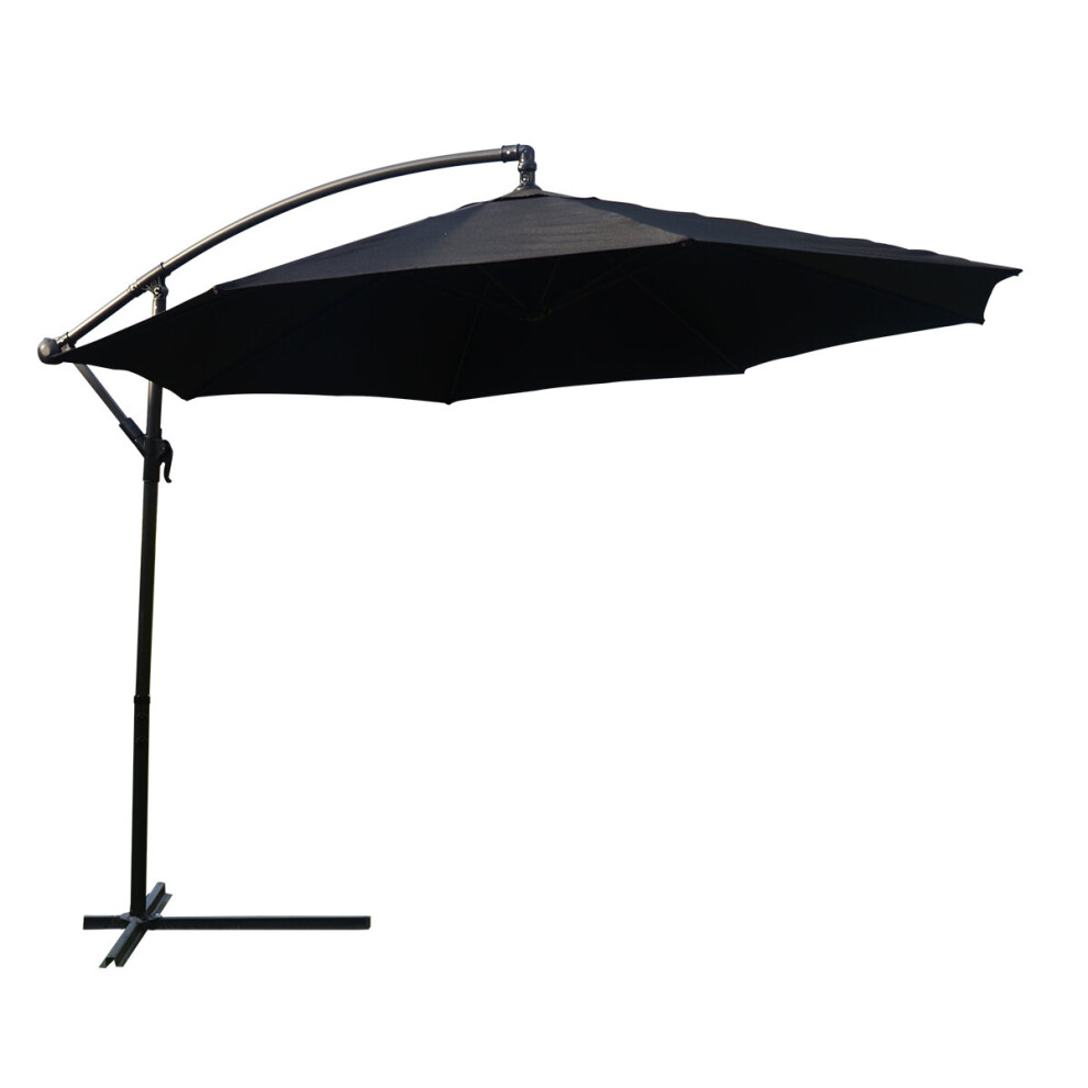 (Black) KCT 3.5m Large Garden and Patio Cantilever Parasol