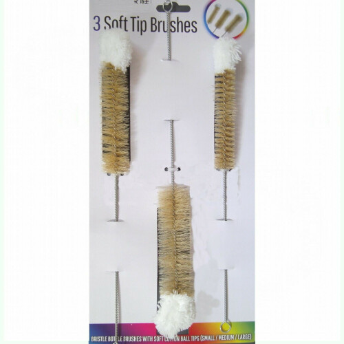 Soft Tip Flexible Brushes 3 Sizes Baby Bottle Sink Cleaning Microfibre 1