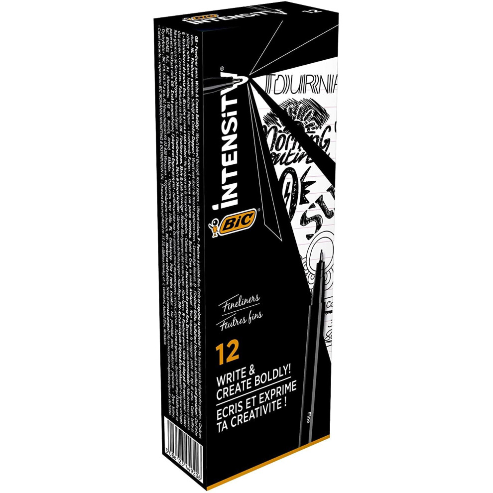 Bic Intensity 0.4 mm Fine Point Writing Felt Tip Pens (Pack of 12) 12 Black