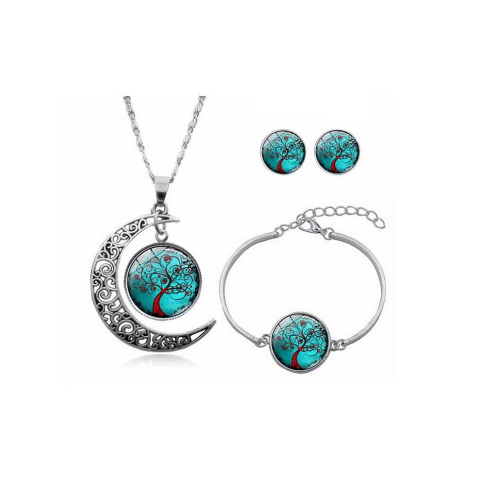 (Green) Tree of Life Pendant Necklace, Bracelet & Earrings