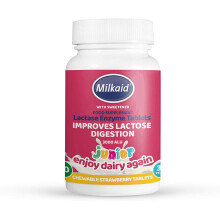 Milkaid Junior Lactase Enzyme Chewable Tablets for Lactose Intolerance Relief | Prevents Gas, Bloating & Diarrhoea | Fast Acting Dairy Digestive