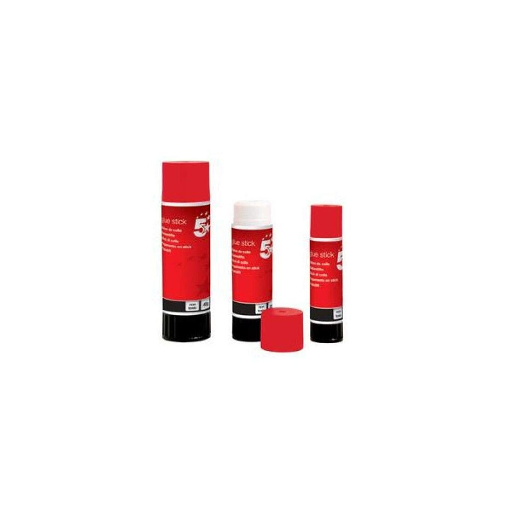 5 Star Office 5 Star 108233 Office Glue Stick Solid Washable Non-Toxic Large 40G [Pack 6] Red